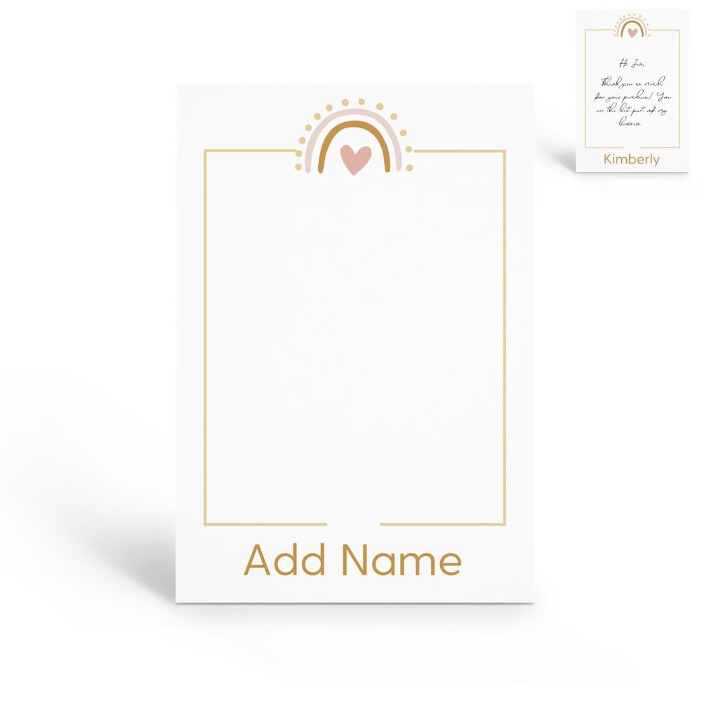 Boho Rainbow Thank You Note Cards with Your Name
